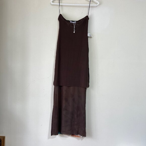 Zara Tulle Tie Dye Strapless Form Fitting Midi Maxi Dress Bloggers Fave, Size S - Picture 14 of 16